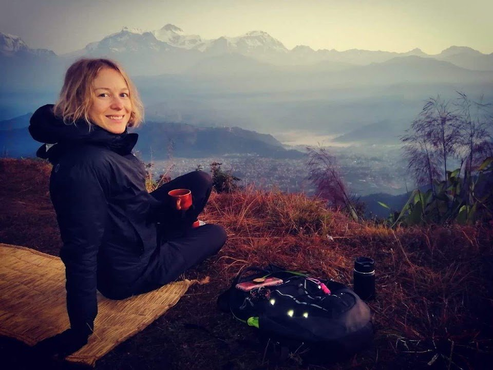 New Year's Day sunrise over the Himalayas, Nepal